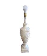 Large Carved Decorative Cream Colored Neoclassical Style Table Lamp - $115.52