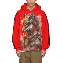 Samurai Wolf Watercolor Hoodie| Wolf hoodie for Men | Wolves Hoodie | Wolf Galax - £39.91 GBP