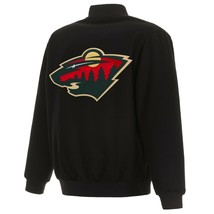 NHL Minnesota Wild  JH Design Wool Reversible Jacket Black Embroidered Logos  - £135.40 GBP