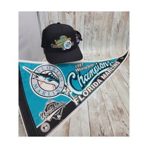 Vintage 1997 Florida Marlins World Series Champions MLB Felt Pennant &amp; Hat - £28.33 GBP