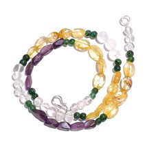 Natural Citrine Crystal Amethyst Gemstone Mix Shape Beads Necklace 17&quot; UB-5660 - £8.69 GBP