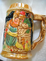 * VINTAGE Village Old Man Woman Villager Porcelain Beer Stein Mug Detailed - £14.85 GBP