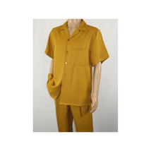Men 2pc Walking Leisure Suit Short Sleeves By DREAMS 256-27 Solid Mustard image 7