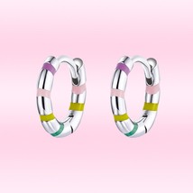 New Cute Mini Ribbon Earrings for Women Genuine 925 Sterling Silver Simple Color - £17.57 GBP