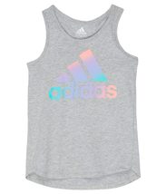 adidas Girls&#39; Sleeveless Curved Hem Tank, White with Black, 6 - $12.86