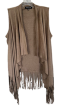 MIEEION Women&#39;s Vest Sleeveless Open Cardigan w/ Fringe Accents Size M T... - £10.35 GBP