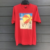 Vtg USPS Stamp T-Shirt 15 Beach Graphic SS Tee USA Made 80s 90s Collector XL - £15.77 GBP