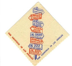 The Oasis, The Whistling Pig &amp; Melody Lane Napkin Los Angeles California... - $24.72