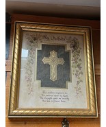 Gilt Ornate Cross Print  in Grapevine Decorated Mat MY FATHER Religious ... - $14.89