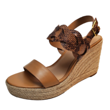 Ralph Lauren Womens  Hazell Leather Wedge Espadrille Sandals 10M Beige - £75.04 GBP