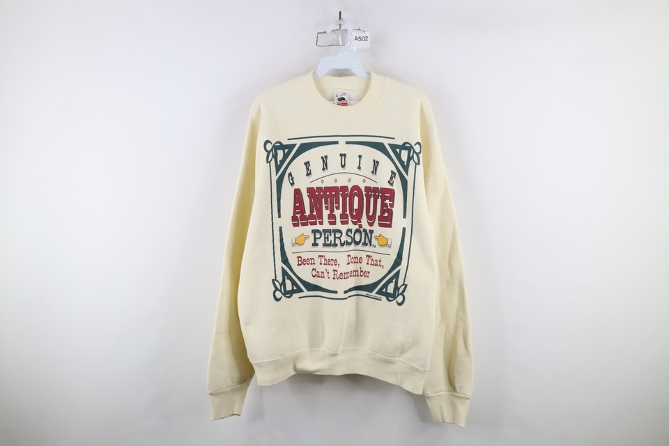Vintage 90s Streetwear Mens XL Genuine Antique Person Crewneck Sweatshir... - $33.62