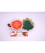 Corner Ruby Garden Collection Rose Teacup Green Leaf Plate &amp; Butterfly S... - $47.93 CAD