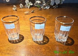 Vintage Shot Glass Square Fluted Bottom With Gold Rim Set of 3 - $34.00
