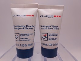 1 OF EACH CLARINS MEN Active Face Wash &amp; Shampoo and Shower Sealed Trvl Sz - $202.80 MXN
