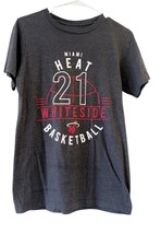 NBA Men&#39;s Miami Heat 21 Whiteside Gray Graphic Print Tee Shirt, Size Small - $7.92