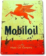 Mobil Motor Oil Logo Vintage Garage Motor Retro Rustic Wall Decor Metal ... - $17.81