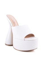 OOMPH QUILTED HIGH HEELED PLATFORM SANDALS - $57.54