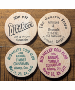 Albany Portland, Seaside, Oregon OR Token Wooden Nickel Lot Set of 4 Ind... - $18.08 CAD