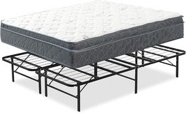 Twin-Size Mayton 14&quot; Metal Platform Bed And 13&quot; Medium Euro Top Pocket Coil - £352.49 GBP