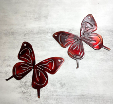 Butterfly Pair (2 Pieces) - Metal Wall Art - Royal Red 5&quot; - £22.34 GBP