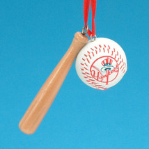 Kurt S. Adler New York Yankees Wood Bat W/ Baseball Christmas Tree Ornament - £3.89 GBP