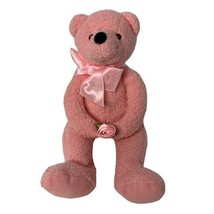 Pink Teddy Bear Neck Bow Holding Rose Jerry Elsner 8 in Stuffed Animal T... - £7.45 GBP