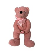 Pink Teddy Bear Neck Bow Holding Rose Jerry Elsner 8 in Stuffed Animal T... - £7.43 GBP