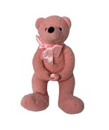 Pink Teddy Bear Neck Bow Holding Rose Jerry Elsner 8 in Stuffed Animal T... - $9.50