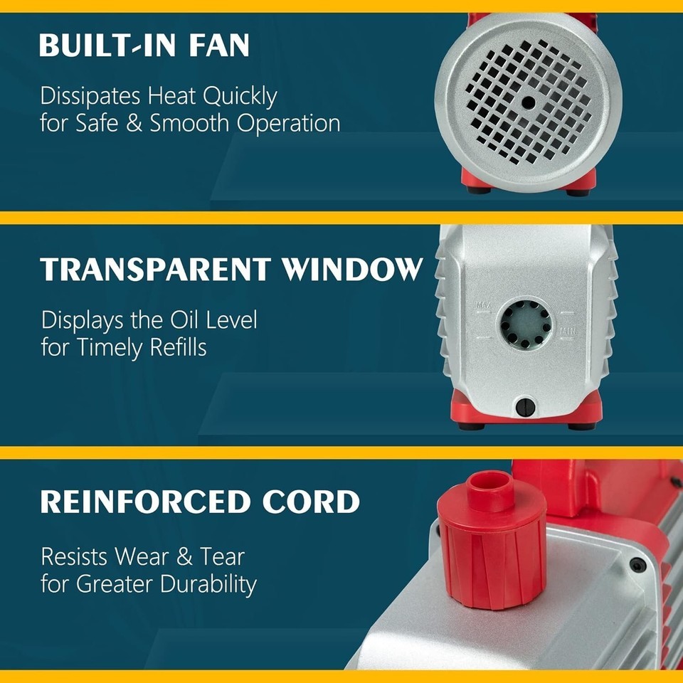 High-Performance Single-Stage HVAC Vacuum Pump 3.5CFM - Ideal for AC Repair Item image 8