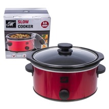 Ovel Slow Cooker 3.5qt Red Quart with Black Ceramic Insert &amp; Glass Lid - £30.36 GBP