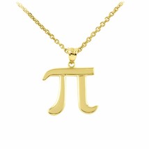 Solid 10k Yellow Gold Math Pi Symbol Pendant Necklace 16&quot; 18&quot; 20&quot; 22&quot; - £124.60 GBP+