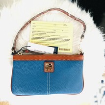 DOONEY AND BOURKE Slim Leather Wristlet, Clutch, Wallet Pouch, Blue/Brow... - $73.87