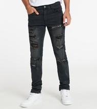Reason Clothing Men&#39;s Grayson Slim Fit Denim Distressed Jeans Black-32/32 - $24.99