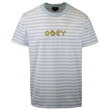 OBEY Men&#39;s Blue Amoeba Striped S/S T-Shirt (S01B) - £10.97 GBP