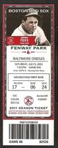 Baltimore Orioles Boston Red Sox 2011 Ticket Ellsbury Youkilis Reddick + - £2.33 GBP