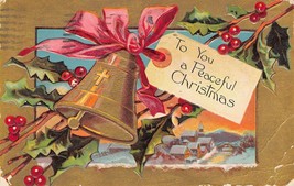 Antique Postcard Germany Early 1900&#39;s Christmas Bells 1 cent stamp Wisco... - £2.99 GBP