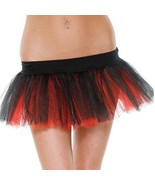 Reversible Petticoat Tutu Layered Ruffled Mesh Tiered Black Red 118203 S/M - £11.59 GBP