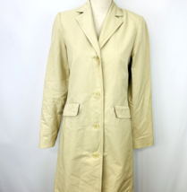 Trench Coat Jacket Sz 6 Long Sleeve Button Lined Pockets H&amp;M Suit Beige - $37.49