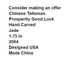 Chinese Talisman Prosperity Hand Carved Jade Good Luck Charm Stone Carp ... - $19.87