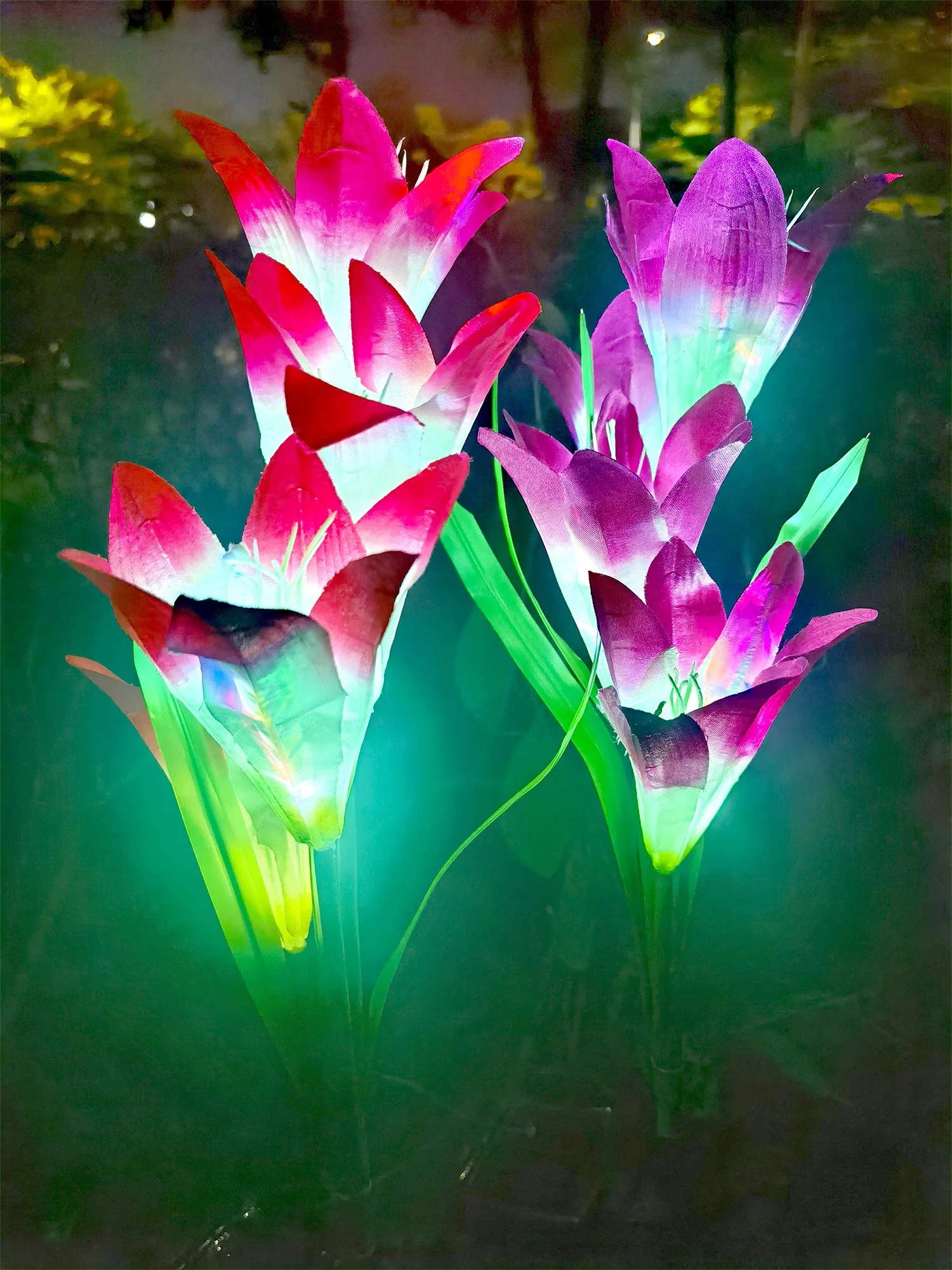 Outdoor scape Path Lights Solar Garden Lights 2 Pack with 8 Lily Flowers 7 Color - £149.87 GBP