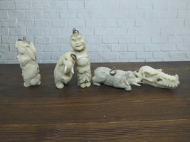 5 Pcs Pendant Necklace (Elephant,Rabbit,Budha,Skull) From Deer Antler Carved_P - £80.18 GBP