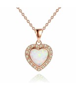 1.80Ct Simulated Opal Diamond Halo Pendant 14K Rose Gold Plated Silve Fr... - £93.47 GBP