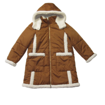 NWT J.Crew Snowday Puffer Jacket in Glazed Pecan Sherpa Trim Primaloft Coat LP - £79.93 GBP