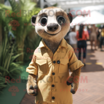 Olive Meerkat mascot costume character dressed with a Overalls and Cufflinks - £985.07 GBP