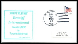 1980 US First Flight Cover - Braniff International, Ft Worth, Texas X13 - £2.21 GBP