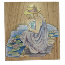 Mother and Son Lily Pads Lake Cole Stamps Happen Wood Mounted Rubber Stamp 80026 - £11.57 GBP