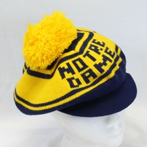 Notre Dame Newsboy Cabbie Pom Pom Hat Blue Yellow NCAA Fighting Irish - £18.44 GBP