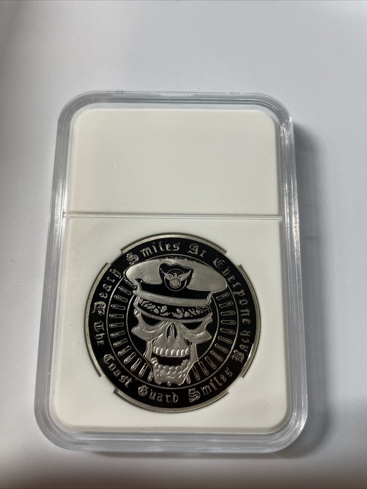 * US Coast Guard Challenge Coin Death Smiles at Eberyone-The CG Smiles Back Coin Item image 2