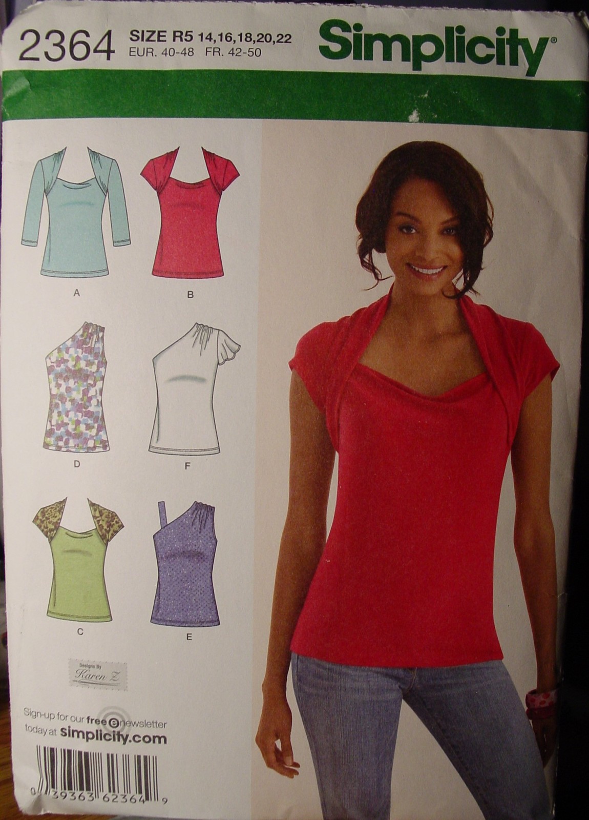 Sewing Pattern size 14-22 Misses Shirts Stretch Knits only 2364 Uncut - $5.99