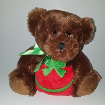 Animal Adventure Brown Teddy Bear Plush 9&quot; Stuffed Toy 2014 Strawberry Pocket - £15.88 GBP